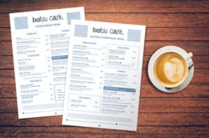 New Bob's Café Menus